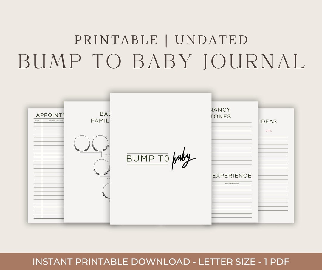 Modern Bump to Baby Journal Printable Digital PDF, Neutral Design ...