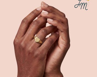 Anello con sigillo a forma di cuore in acciaio inossidabile (incisione personalizzata)