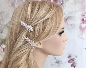 Rhinestone hair clips set headdress silver or gold classic elegant hair accessories wedding