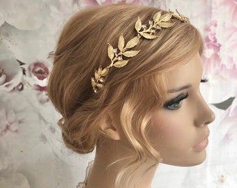 Braut Haarreif Blätter Goldfarben Haarschmuck Edler Kopfschmuck festlich schlicht Hochzeit Tiara