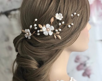 Ensemble d'épingles à cheveux de mariée, perles d'eau douce, fleurs en soie, accessoires pour cheveux élégants, couvre-chef de mariage