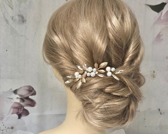 Épingle à cheveux de mariée, perles dorées, strass, simple, minimaliste, élégant, accessoires pour cheveux, couvre-chef de mariage