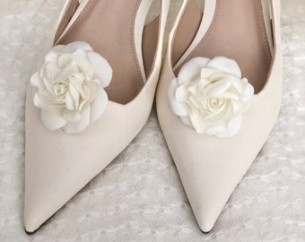 Blumen ivory Rosen Schuhclips Hochzeit Brautschuhclips elfenbein