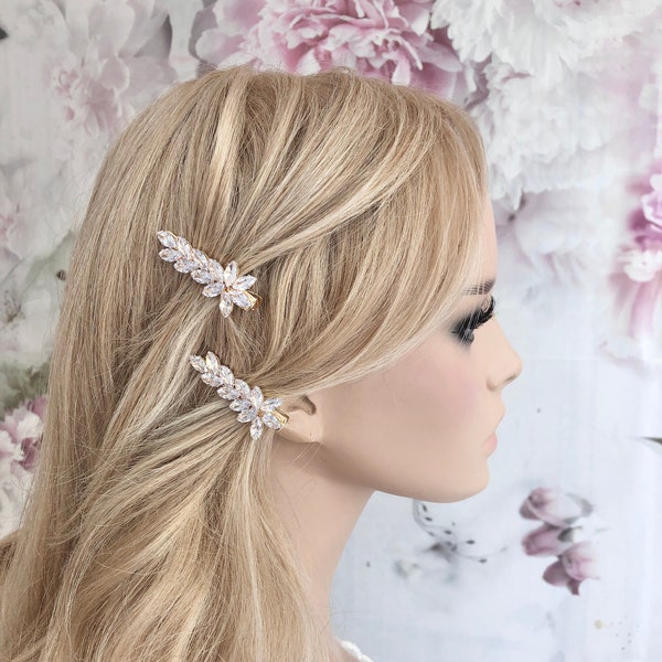 Rhinestone hair clips set headdress silver or gold classic elegant hair accessories wedding