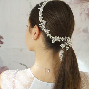 Mariée coiffure perles couronne capillaire strass ligne de cheveux Tiara Diadem mariage coiffure élégante image 4