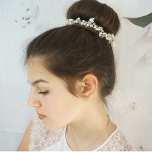 Mariée coiffure perles couronne capillaire strass ligne de cheveux Tiara Diadem mariage coiffure élégante image 2
