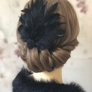 Hair accessories fascinator 20s flapper black feathers headdress Gatsby party headpiece 20s image 6