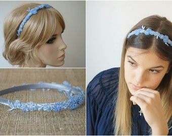 Noble headband beaded hair accessories "Oxana" lace headpiece festive