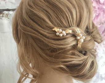 Bridal hairpin set freshwater pearls minimalist noble hair accessory wedding headpiece