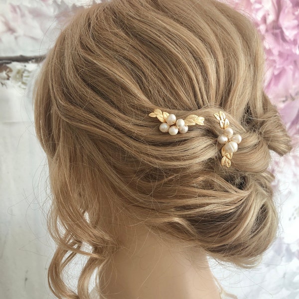 Braut Haarnadel Set Süßwasserperlen minimalistisch edel Haarschmuck Hochzeit Kopfschmuck