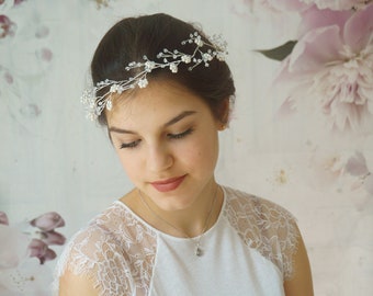 Mariée coiffe couronne d’elfe Couronne de mariage Tiara cristaux diadèmes perles Couronne de cheveux mariage