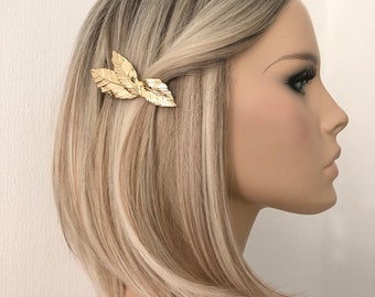 Blätter Haarspangen Goldfarben Kopfschmuck Braut Haarschmuck Hochzeit minimalistisch