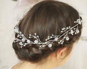 Mariée couronne d’elfe couronne de cheveux couronne de mariage strass Tiara coiffe de cheveux diadème mariage coiffe de tête Ranke