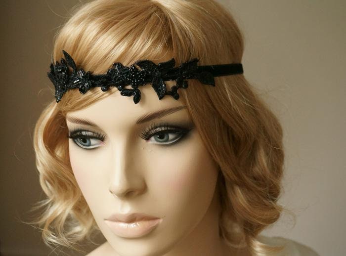 Vintage Flapper Stirnband 1920er Style – Schwarz Mit Perlen, Für Gatsby-Partys & Kostüm-Events