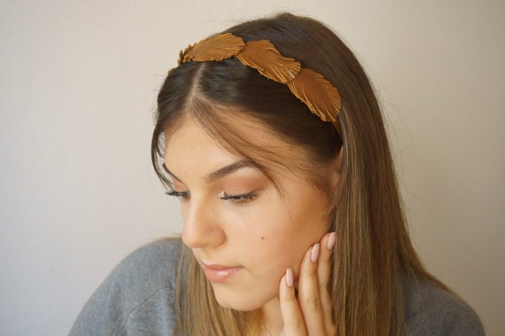 Genuine Leather Hairband, Hair Accessory With Feathers  display picture 1