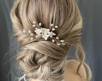 Bridal Flower Hairpins Pearl Rhinestone Gold Silver Rose Gold Simple Minimalist Bridal Hair Accessories Wedding Headpiece Hairpin Set