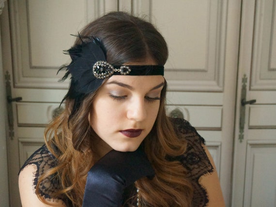 Haarband Stirnband mit Pailletten Silber Schwarz Kopfschmuck Schmuck Haarschmuck 