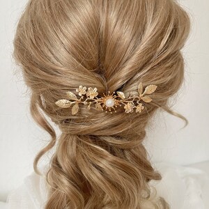Braut Haarnadel Haarschmuck Blumen goldfarben schlicht minimalistisch Hochzeit Haaraccesoire Haarspange Haarpin Braut Kopfschmuck