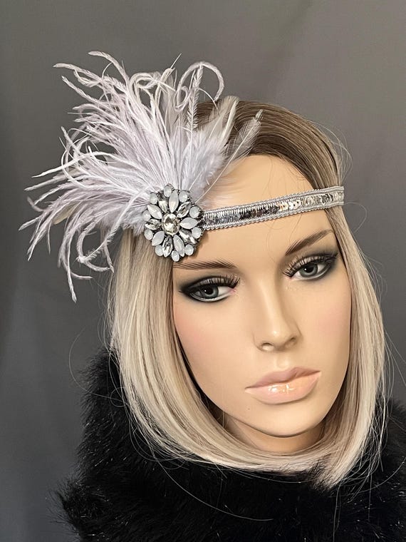 Hair Accessory 1920s Elegant Sequined Feather Headband  display picture 1