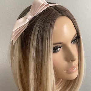 Hair bow bridal headband bow rose very light pink wedding headpiece classic noble hair accessory 50s image 3