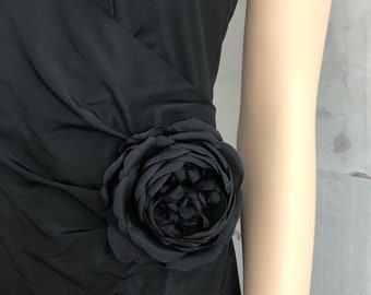 Brosche Blume Ansteckblume Pfingstrose schwarz Hochzeit Kleid Kleidschmuck haarblume