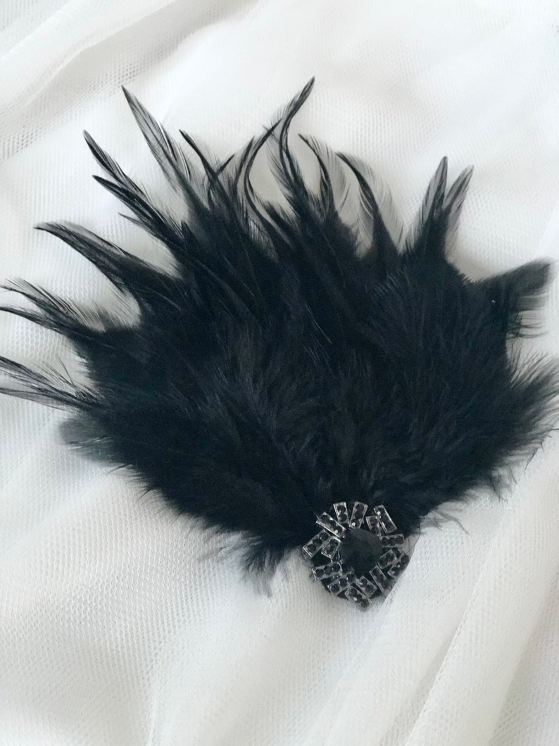 Hair accessories fascinator 20s flapper black feathers headdress Gatsby party headpiece 20s image 8