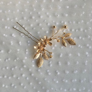 Braut Haarnadel Blumen goldfarben schlicht minimalistisch edel Haarschmuck Hochzeit Kopfschmuck Bild 5