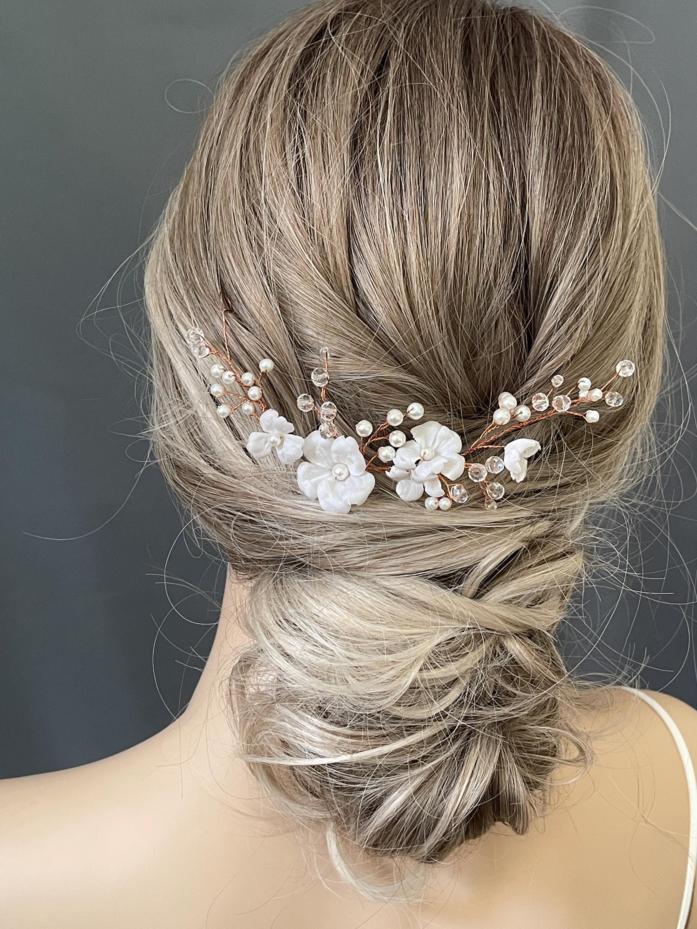 Barogirl Hochzeits-Kopfschmuck In Roségold – Blumen, Perlen & Kristalle, Für Braut Oder Brautjungfern (ca. 45 Cm)