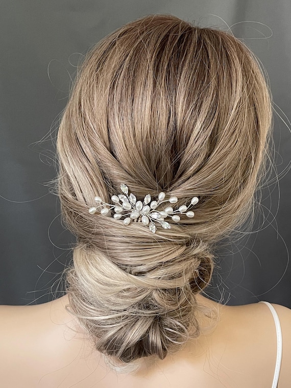 Haarschmuck Braut Haarkamm mit Perlen Strass edel Brauthaarkamm Hochzeit Accessoire boho Kopfschmuck Brautfrisure Haarspange