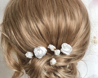 Braut Haarnadel Set mini Rosen ivory edel Haarschmuck Hochzeir Kopfschmuck