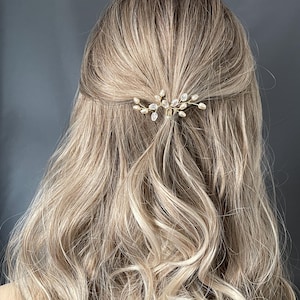 Braut Haarnadeln Perlen goldfarben minimalistisch Haarspange Haarschmuck Hochzeit Kopfschmuck Haarpin Haarranke Schleier Verzierung