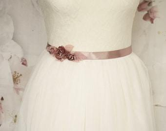 Bridal Belt "Gabriele" Little Roses taupe Wedding Dress Flowers Belt Romantic Bridal Belt Ball Dress Application