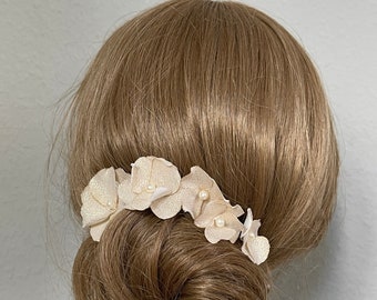 Épingles à cheveux de mariée ensemble de 5 fleurs à paillettes dorées perles accessoires de cheveux élégants casque de mariage doré