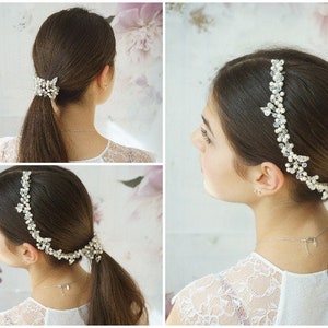 Mariée coiffure perles couronne capillaire strass ligne de cheveux Tiara Diadem mariage coiffure élégante image 3
