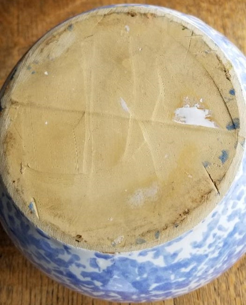 Stoneware Blue and White Spongeware Pitcher Etsy