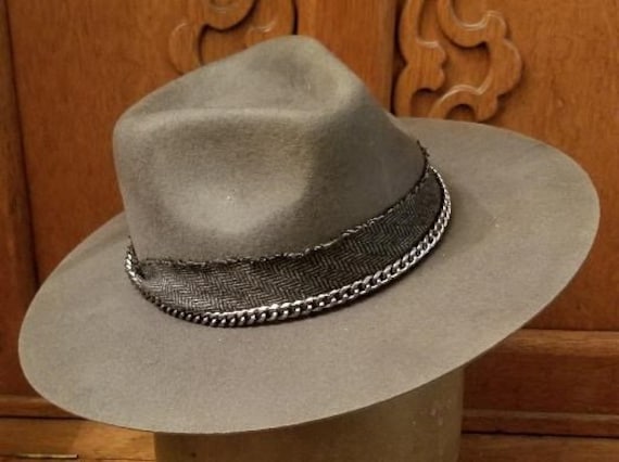 Fedora Man's hat Wide Brim Brown wool Maverick Si… - image 1