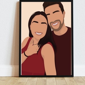 Personalized Family Portrait, Custom Portrait, Anniversary Photo Print, Portrait Gift for Family, Faceless Portrait, Hand-drawn Unique Gift