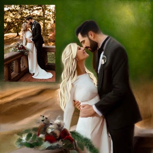 Painting From Photo, Digital Oil Painting Print On Canvas, Personalized Custom Couple Portrait From Photo, Wedding, Anniversary