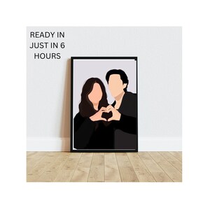 Custom Faceless Portrait, custom illustration, personalized photo, anniversary gift, couple portrait, drawing from photo with background