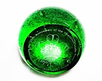 Caithness Paperweight, Limited Edition, Investiture of Prince of Wales 25th Anniversary, Royal Glass, Caithness Scotland, Prince Charles