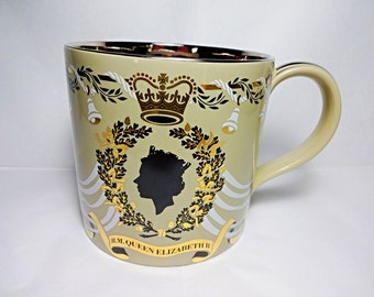 Queen Elizabeth II, Wedgwood Richard Guyatt, Oversize Mug, Prince Philip, 25th Wedding Anniversary, Coffee Colour Cup, Royal Commemorative