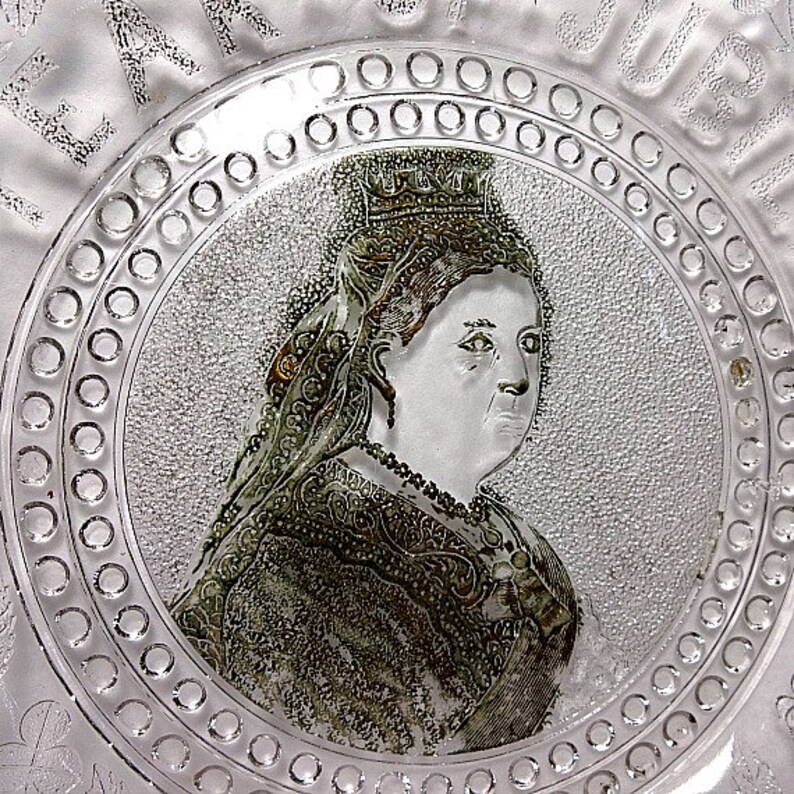 Antique Glass Plate Queen Victoria 1887 Golden Jubilee Year Etsy