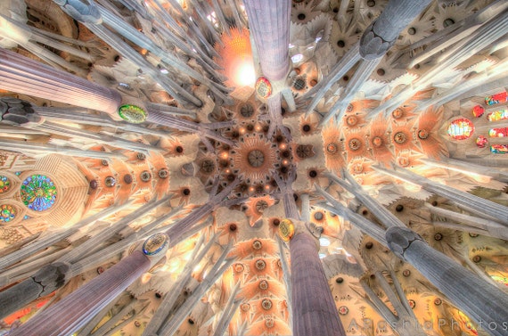 Sagrada Familia Ceiling Photography Print Etsy