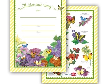 BUTTERFLY FLOWERS Invitation - you print