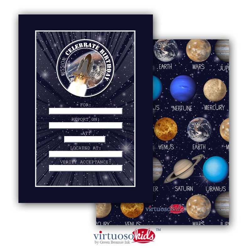 SPACE and planets, Solar System Printable Birthday Party Invitation Realistic you print image 1