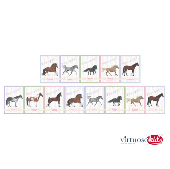 Pastel Horse Educational Horse Breed Banner Room Decor Or Party Decor For Horse Loving Girls You Print