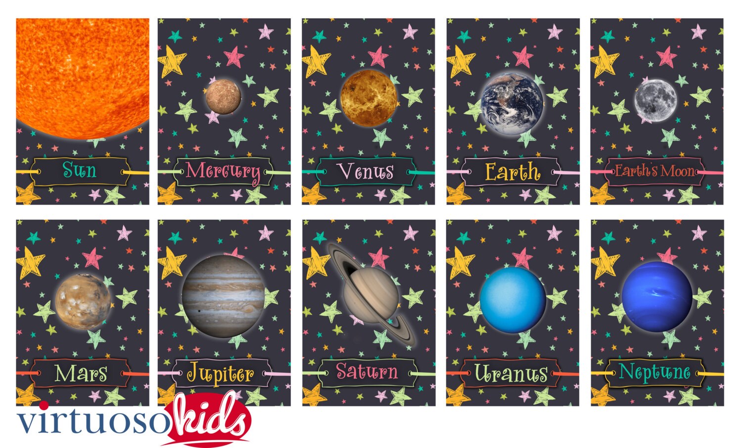 STARS and PLANETS Printable Educational Solar System Banner Space and ...