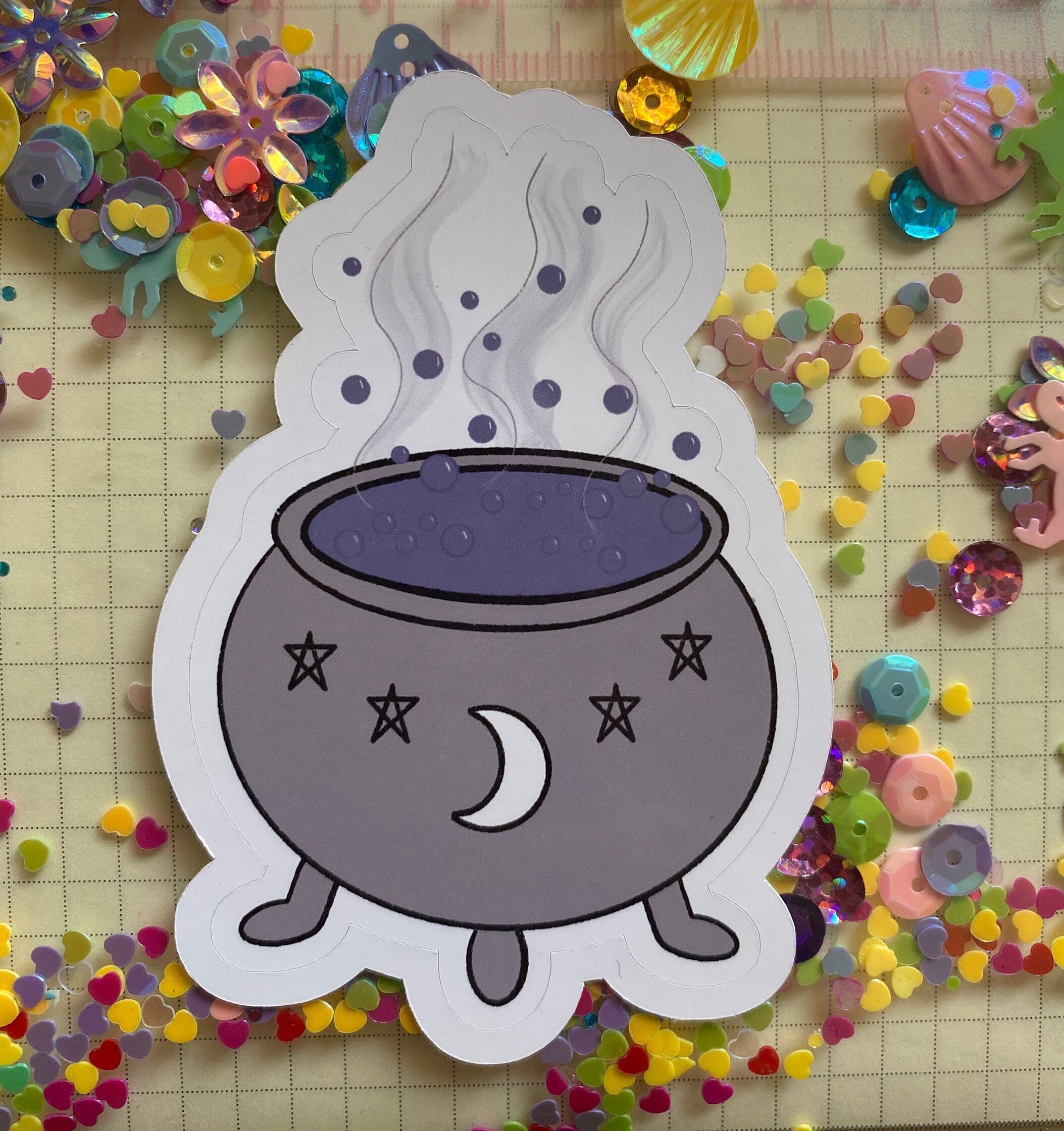 Cauldron Sticker easy peel diecut glossy standard stickers Etsy
