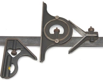 Vtg Brown & Sharpe 12" Combination Square Centering and Protractor Machinist Tool