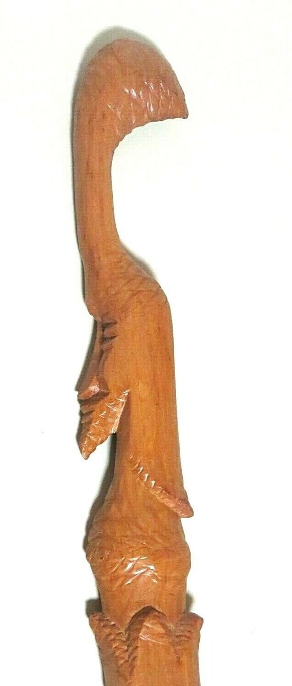 Vintage African Tribal Tribe Hand Craved Wood Walking Stick Cane